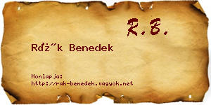 Rák Benedek névjegykártya